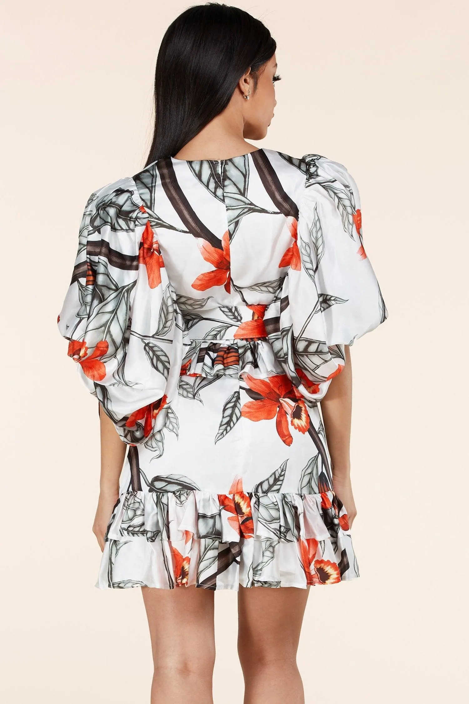 BIG FLOWER RUFFLE MINI DRESS