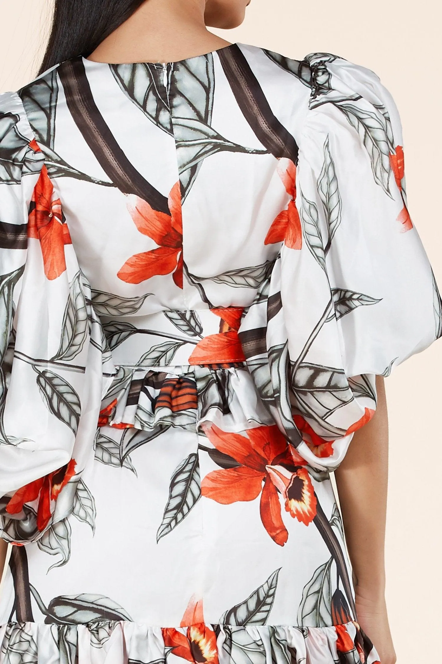 BIG FLOWER RUFFLE MINI DRESS