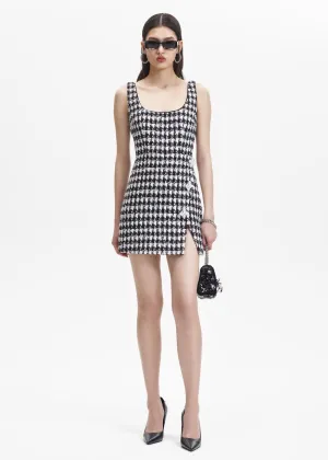 Black Check Boucle Mini Dress (Black)