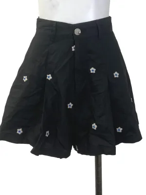 Black Floral Emboridered Shorts
