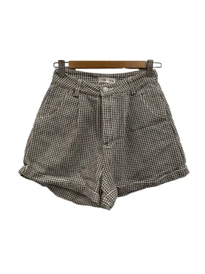 Black Gingham High Waist Denim Shorts