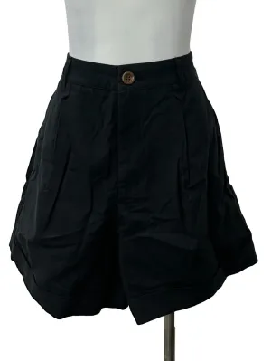 Black High Rise Twill Shorts