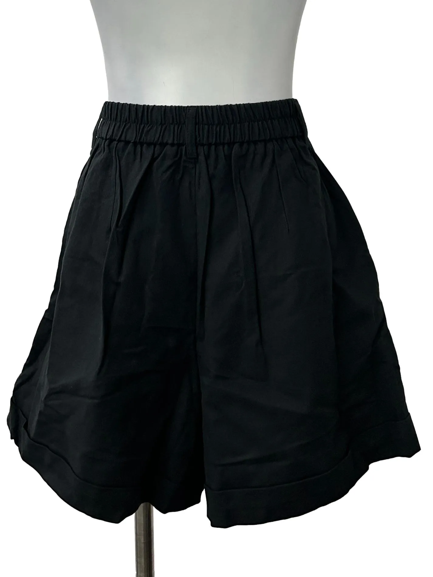 Black High Rise Twill Shorts