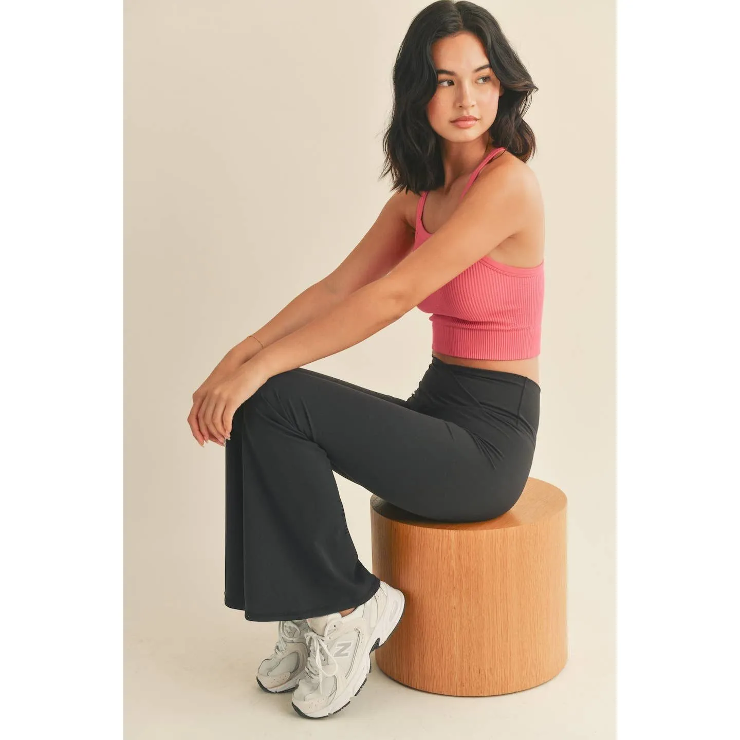 Black High Waist Crossover Flare Legging