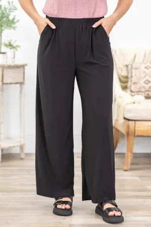 Black High Waisted Solid Knit Pant
