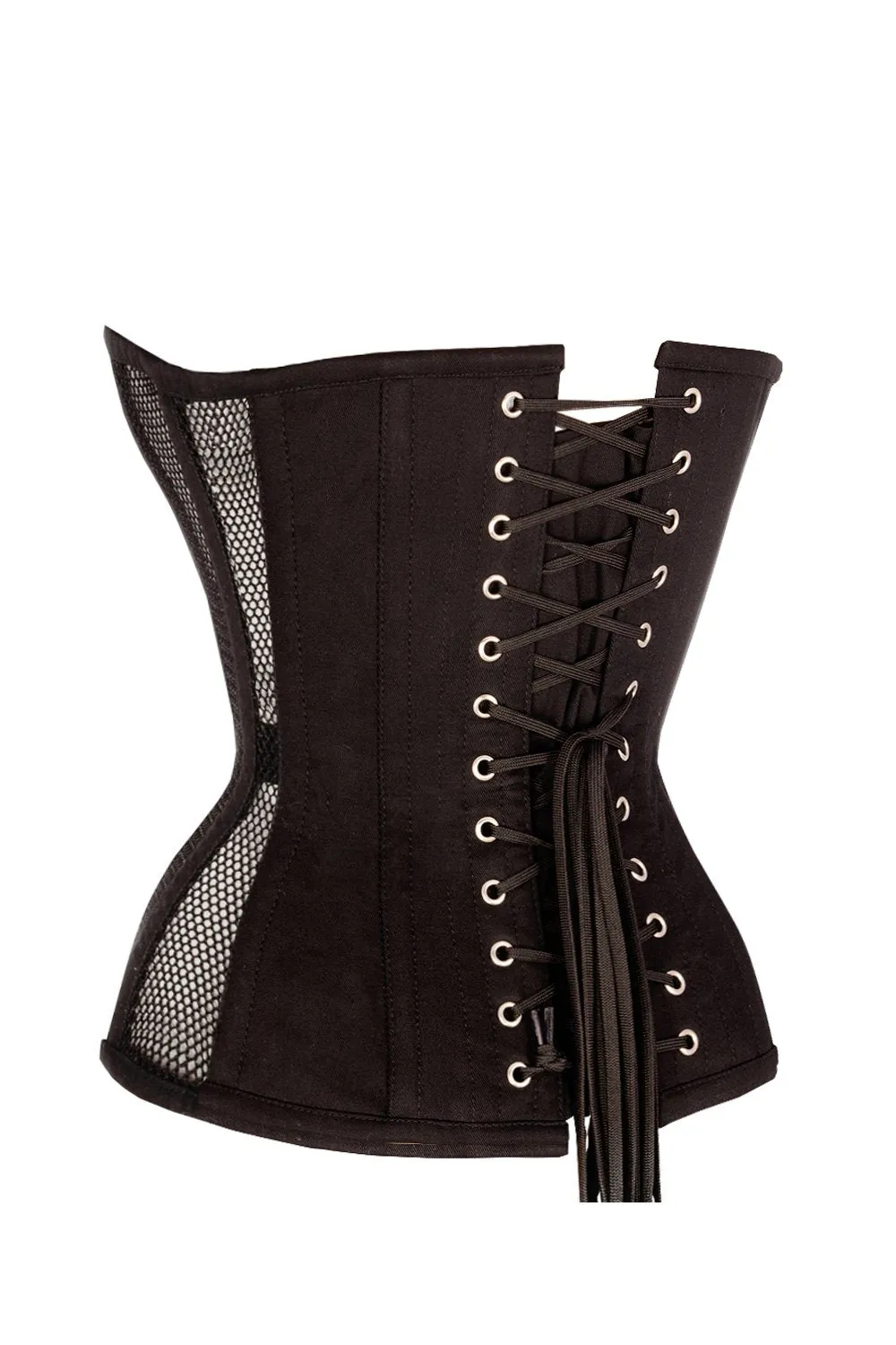 Black Mesh Waist Taming Overbust Corset