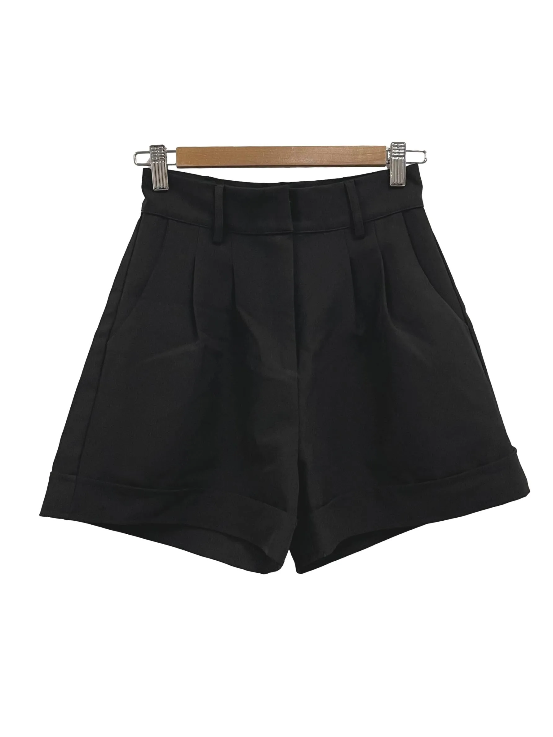 Black Pleat Shorts