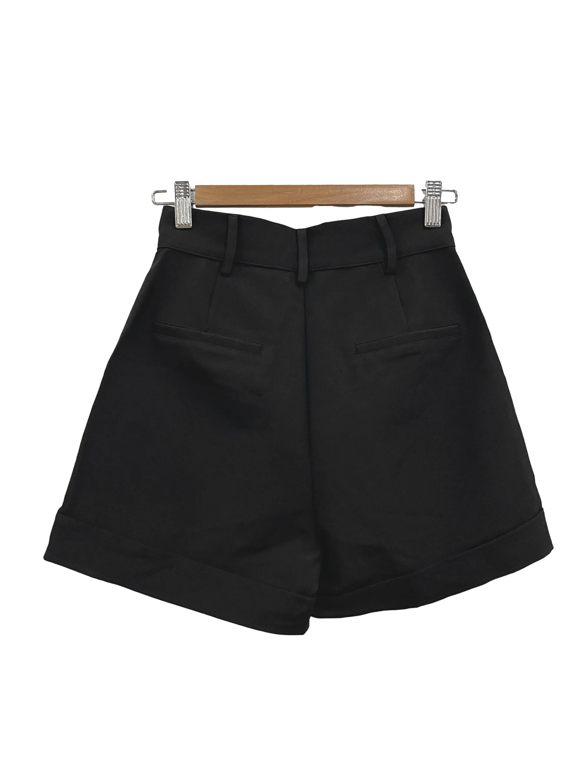 Black Pleat Shorts