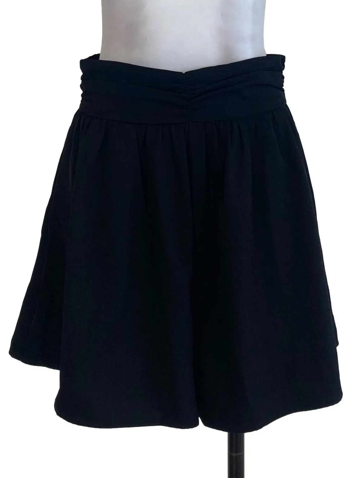 Black Pleated Waist Shorts