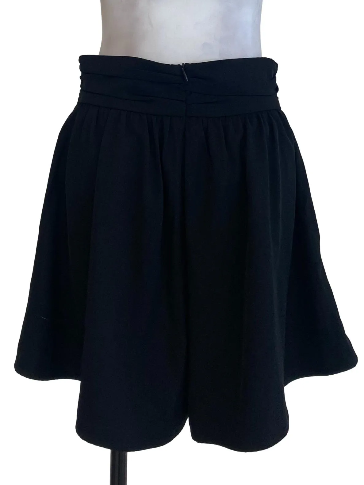 Black Pleated Waist Shorts