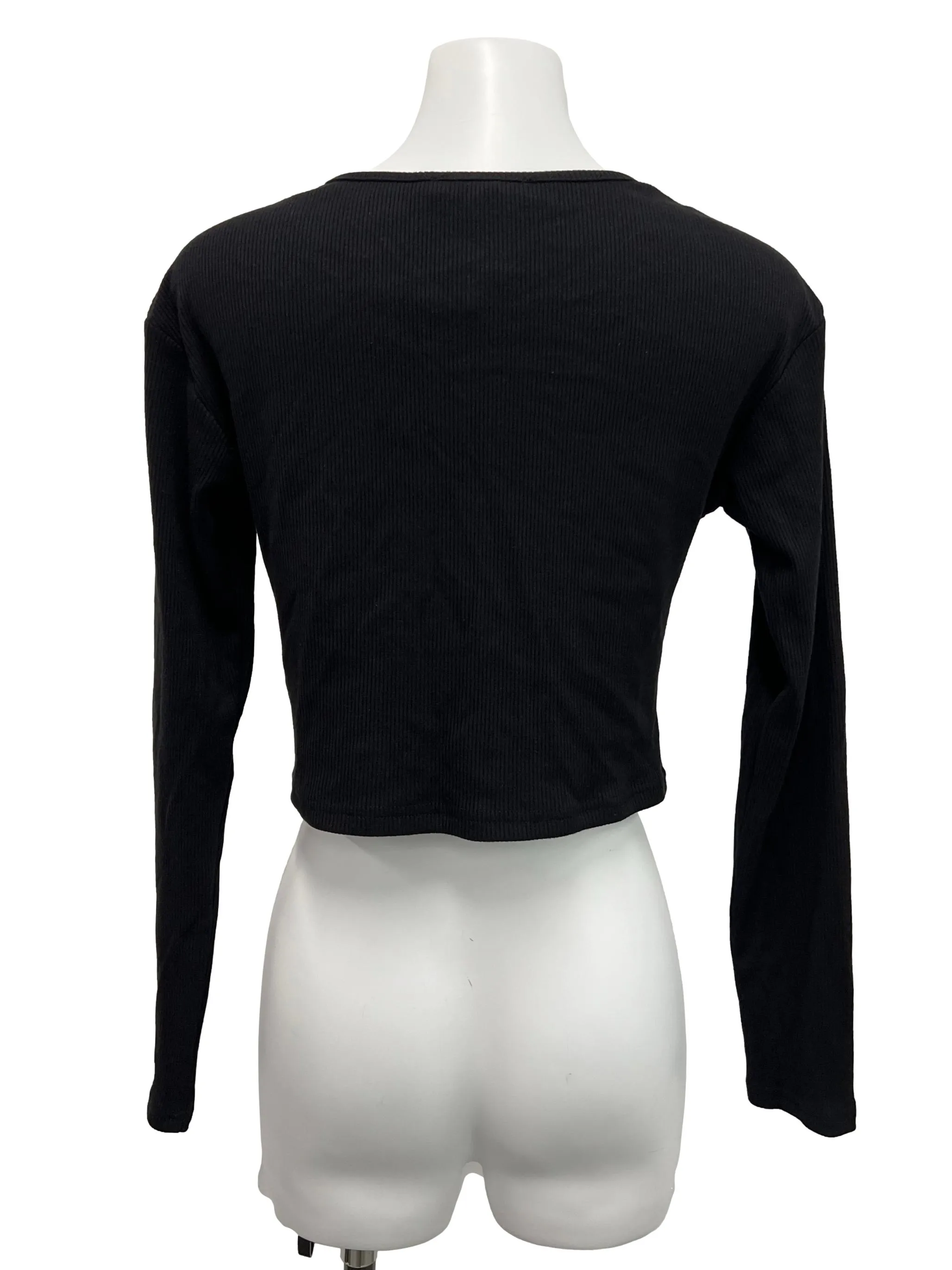 Black Ribbed Heartshape Button Top