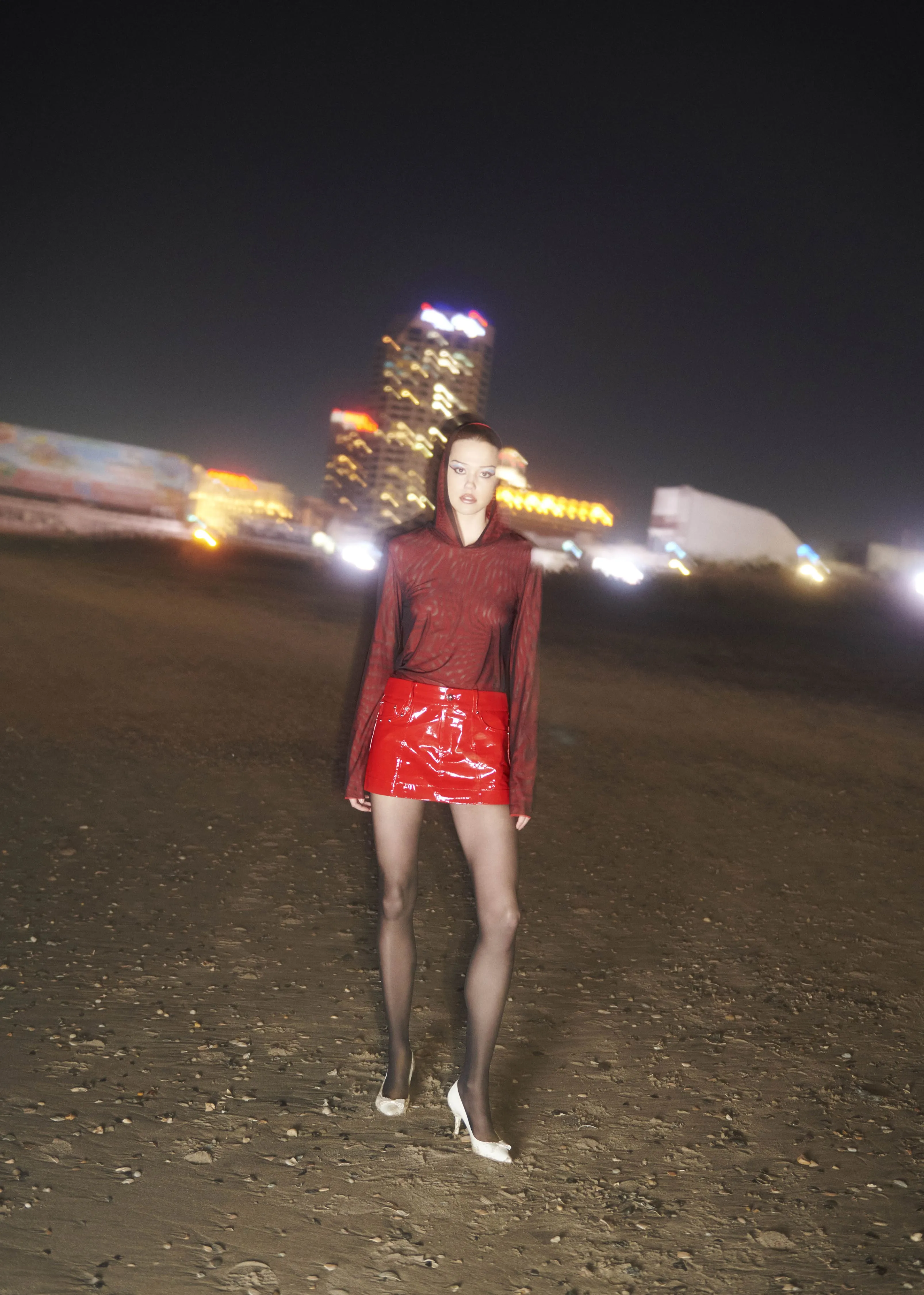 Black/Red Mesh Hoodie