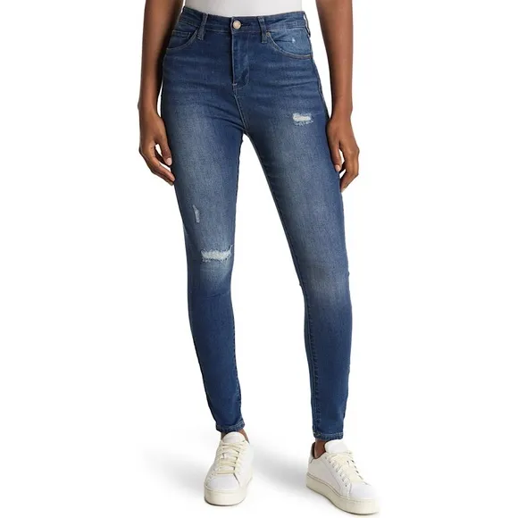 BLANKNYC Distressed High Rise Skinny Jeans