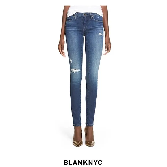 BLANKNYC Distressed High Rise Skinny Jeans