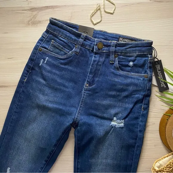 BLANKNYC Distressed High Rise Skinny Jeans
