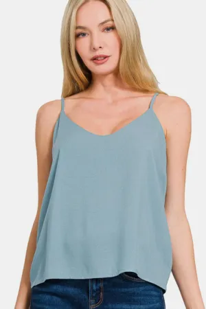Blue Grey Two Layered Spaghetti Strap Cami