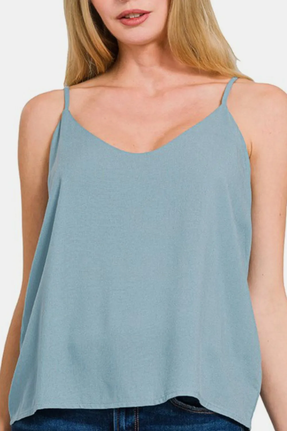 Blue Grey Two Layered Spaghetti Strap Cami