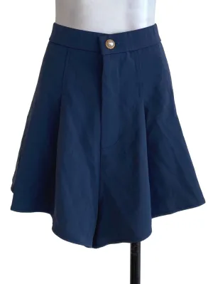 Blue Pleated Shorts