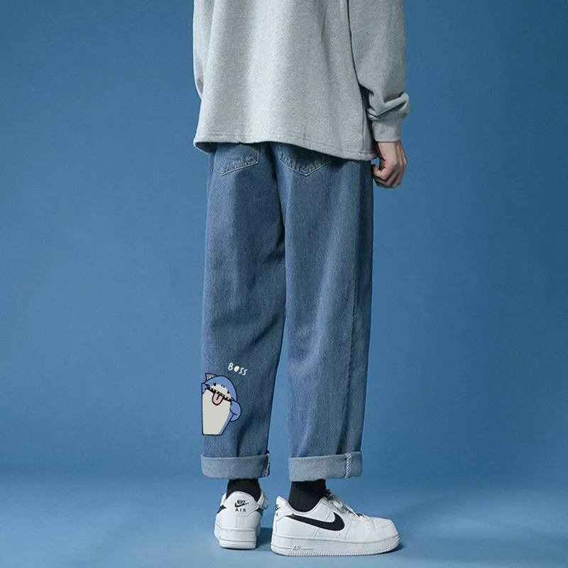 BLUE SHARK PRINT JEANS UB2806