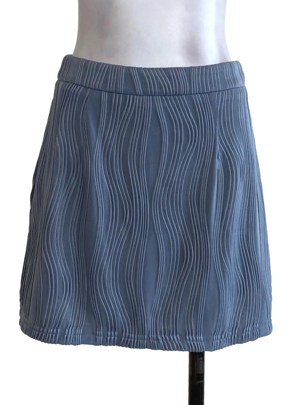 Blue Wavy Pleated Skorts