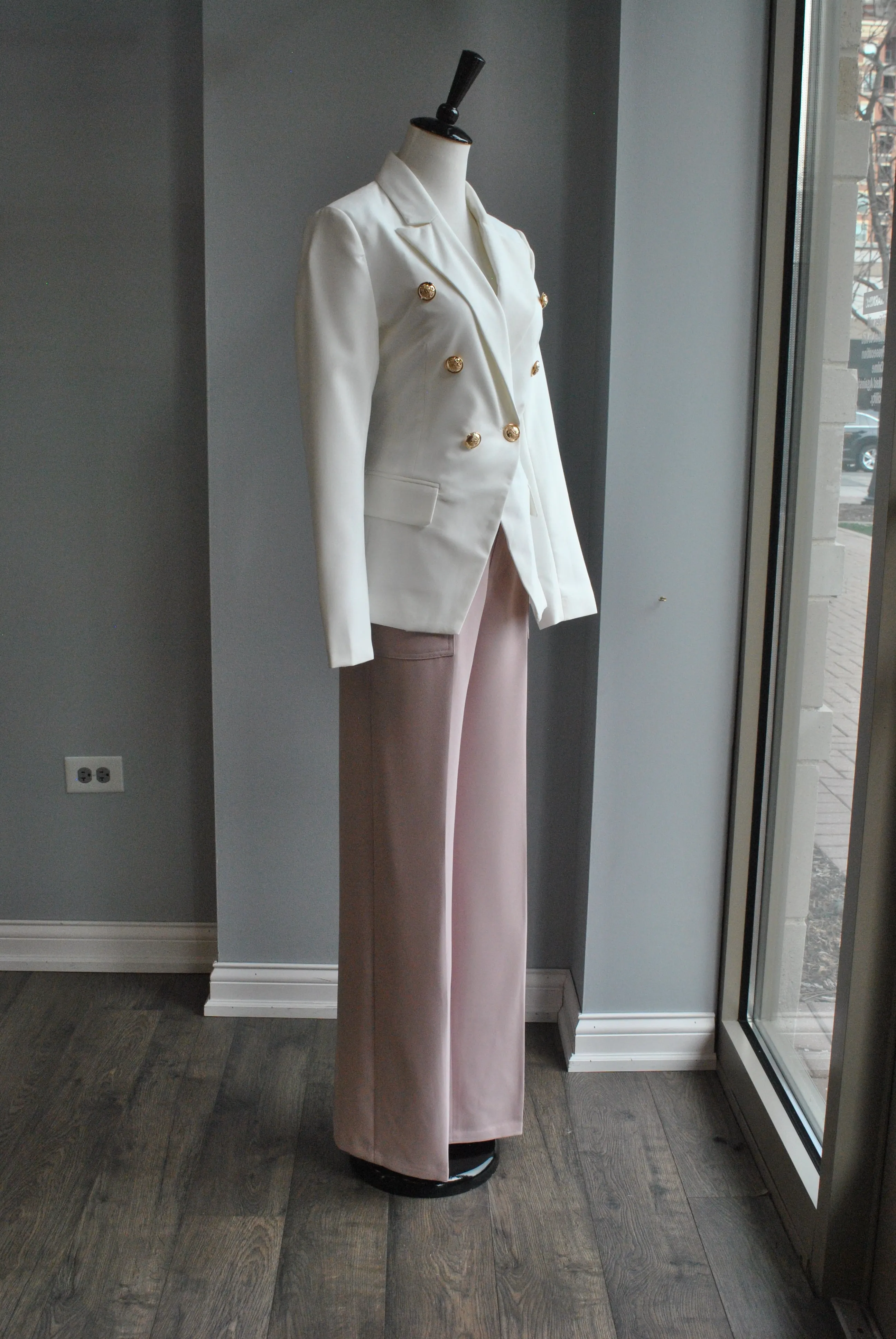 BLUSH PINK HIGH WAISTED FLAIR PANTS