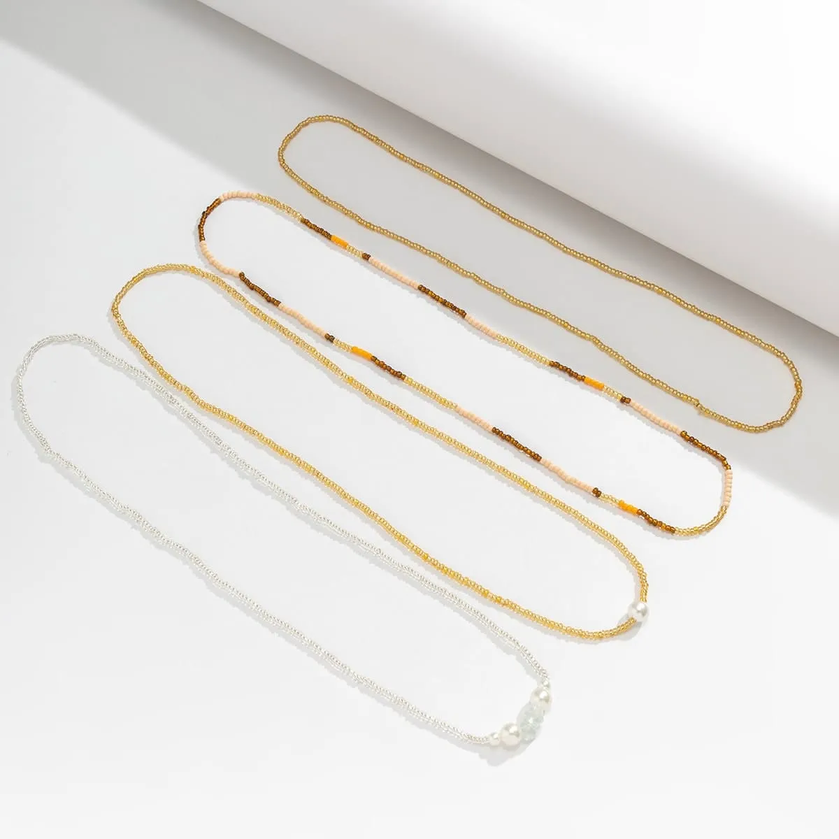 Boho 4 Pieces Pearl Charm Beaded Waist Chain Set