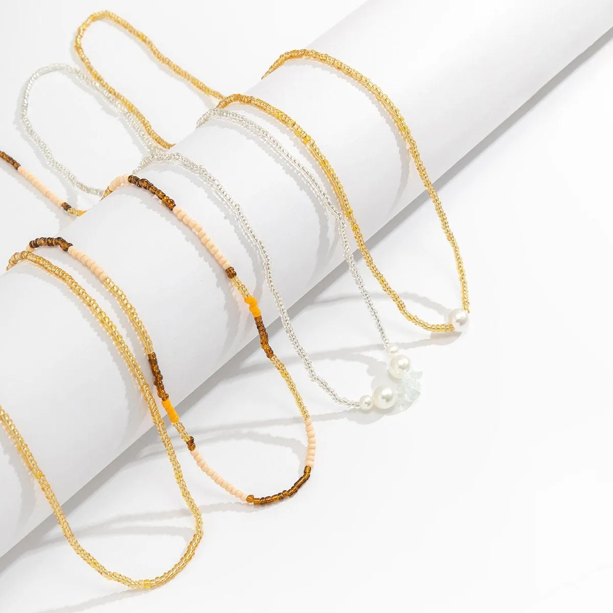 Boho 4 Pieces Pearl Charm Beaded Waist Chain Set