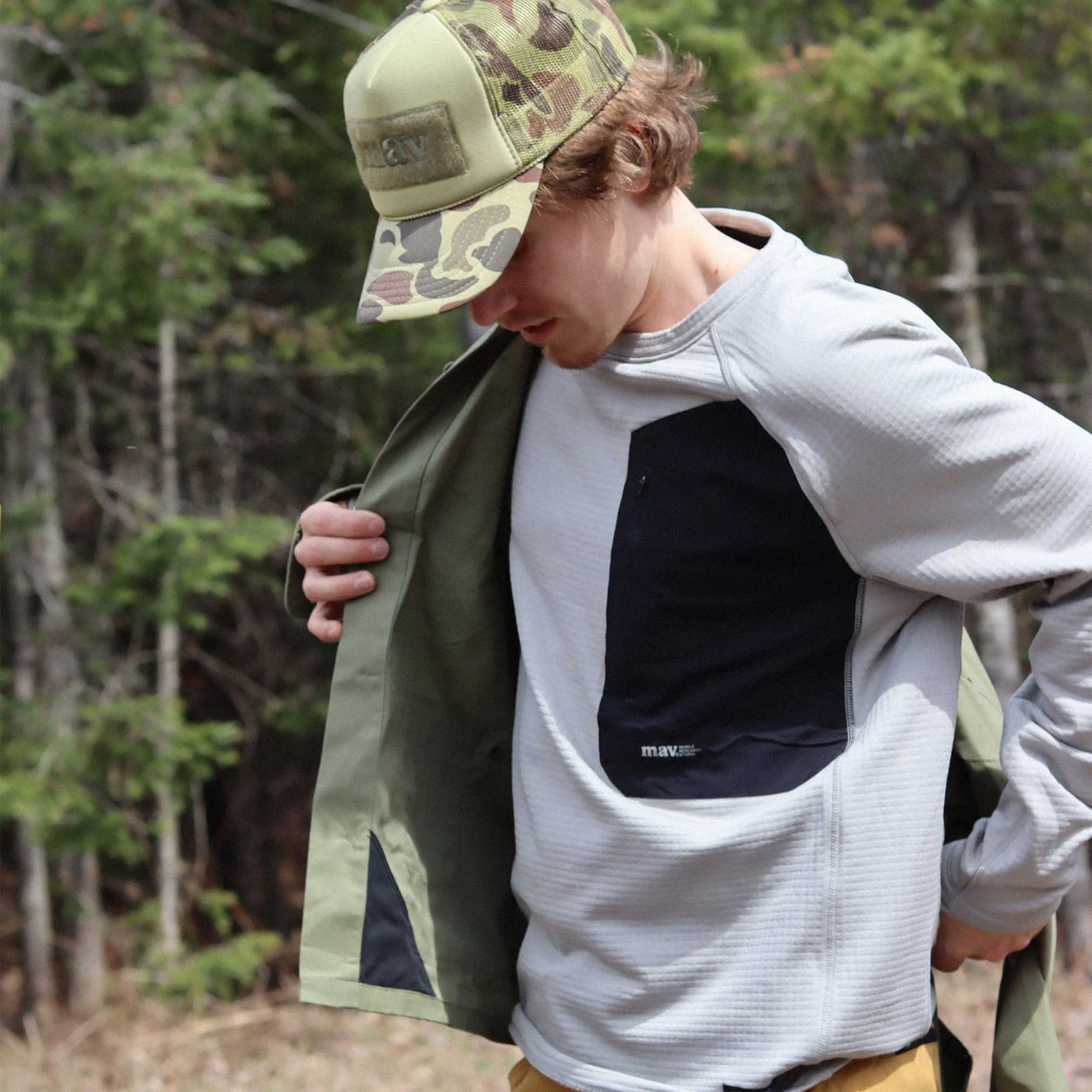 Bonfire Gridback Fleece Top - Grey