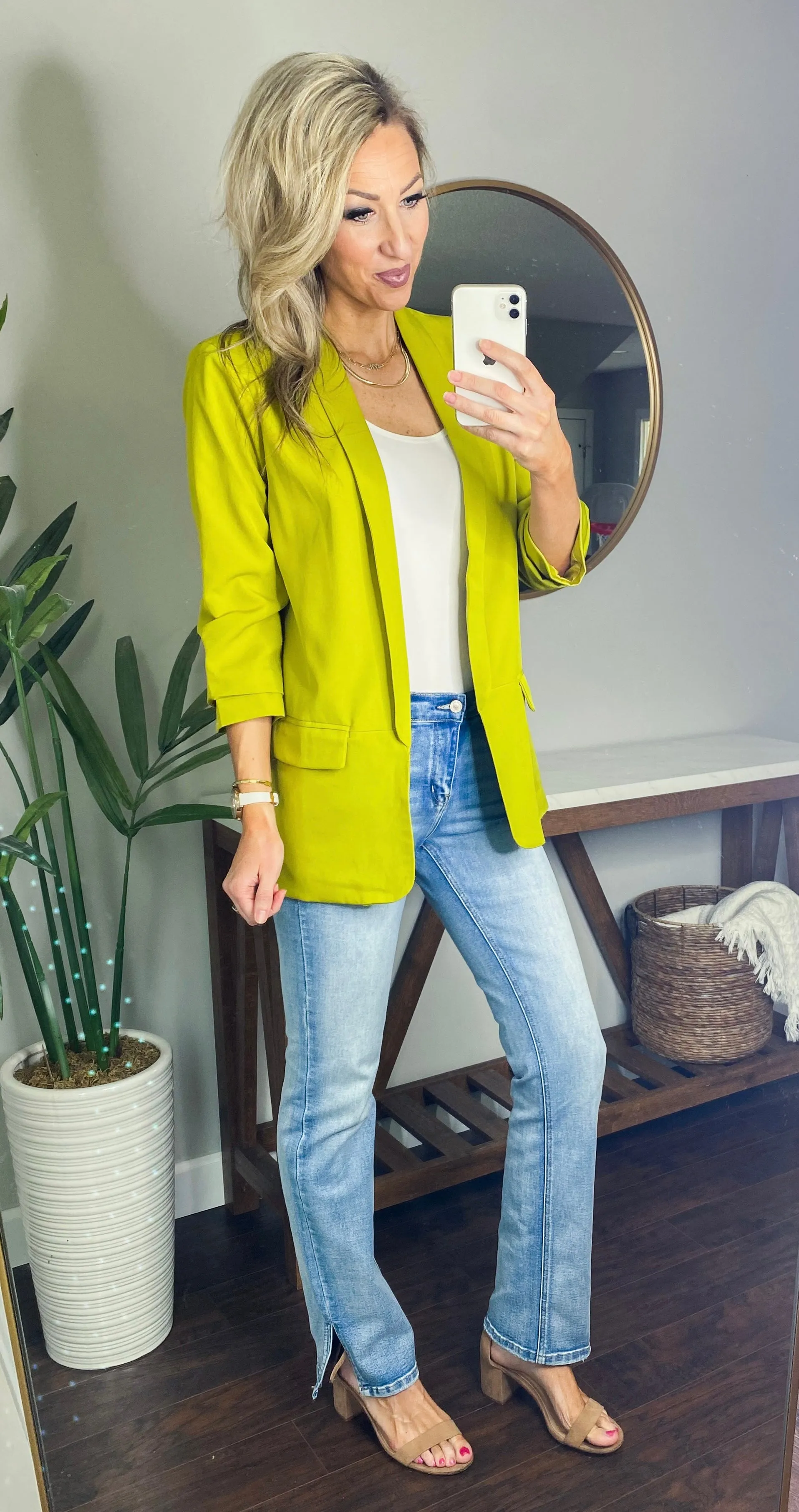 Bonny Boyfriend Blazer (Chartreuse)