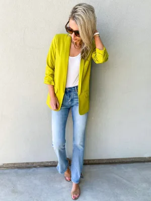 Bonny Boyfriend Blazer (Chartreuse)