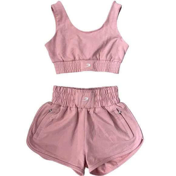 Boxraw Kim Collection Training Shorts &amp; Crop Top in Pale Pink Set Size‎ XS