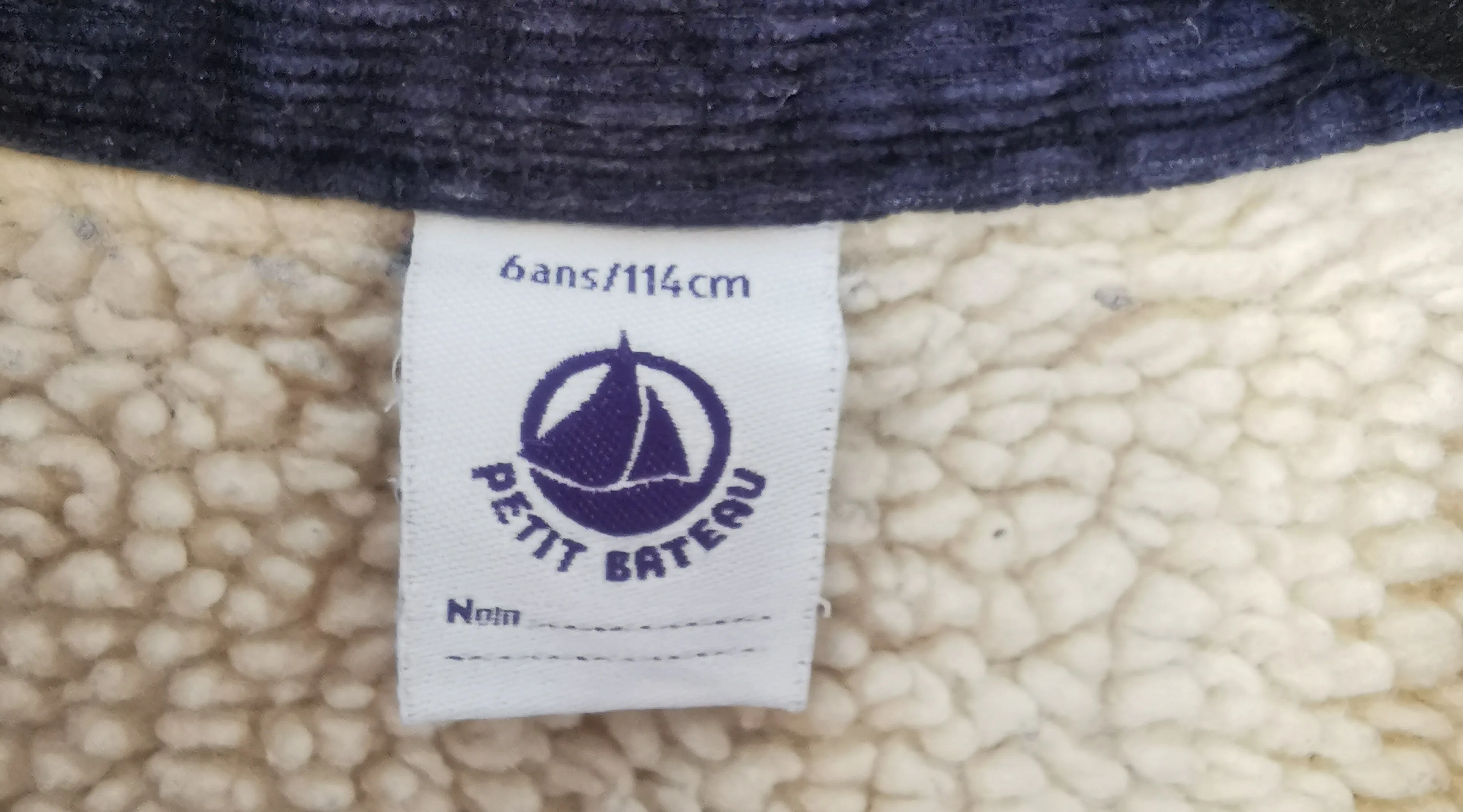 BOY SIZE 6 YEARS - PETIT BATEAU, Sherpa Lined, Spring / Fall Jacket VGUC B30