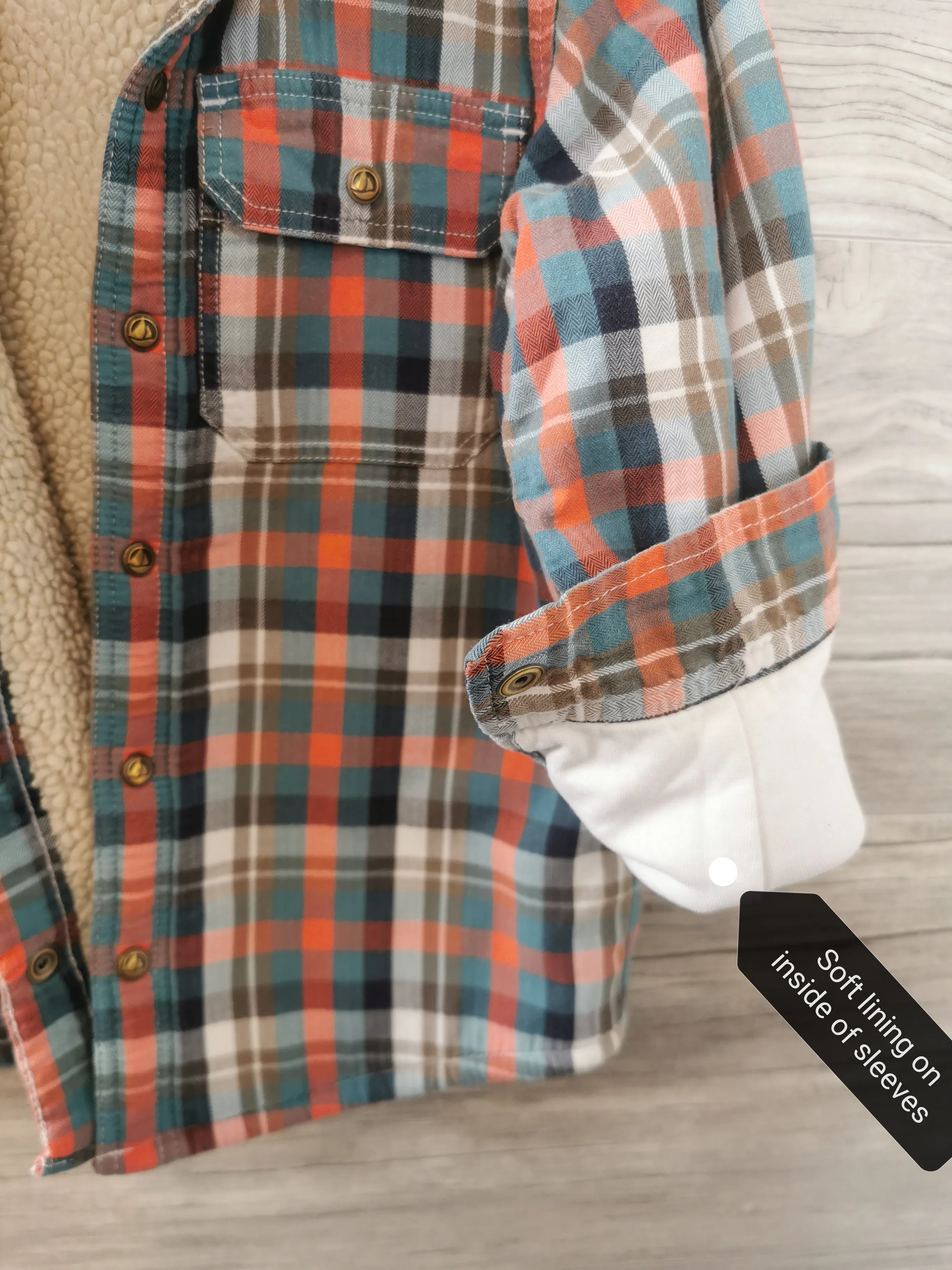 BOY SIZE 6 YEARS - PETIT BATEAU, Sherpa Lined, Spring / Fall Jacket VGUC B30