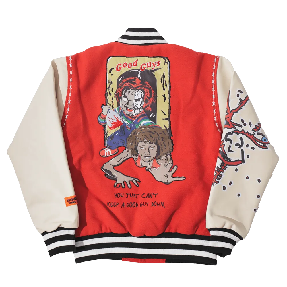 BRAND X GOOD GUYS CHUCKY VARSITY JACKET (RED)