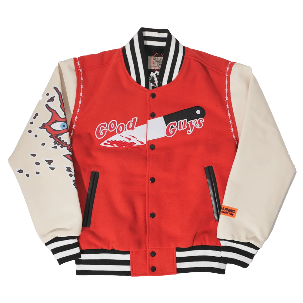 BRAND X GOOD GUYS CHUCKY VARSITY JACKET (RED)