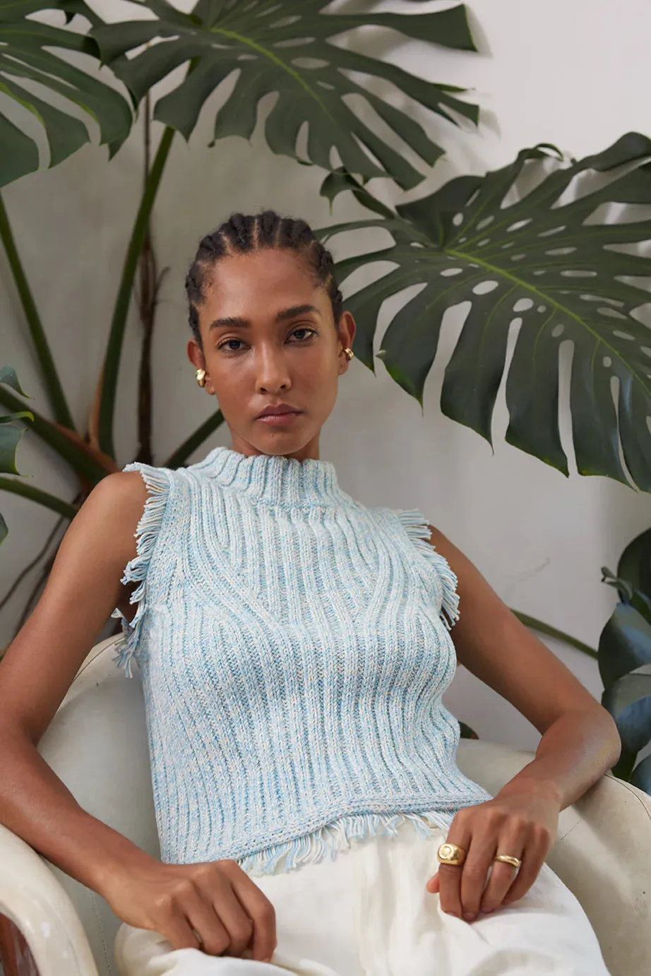 Bria Tank - Robin Egg Blue Tweed
