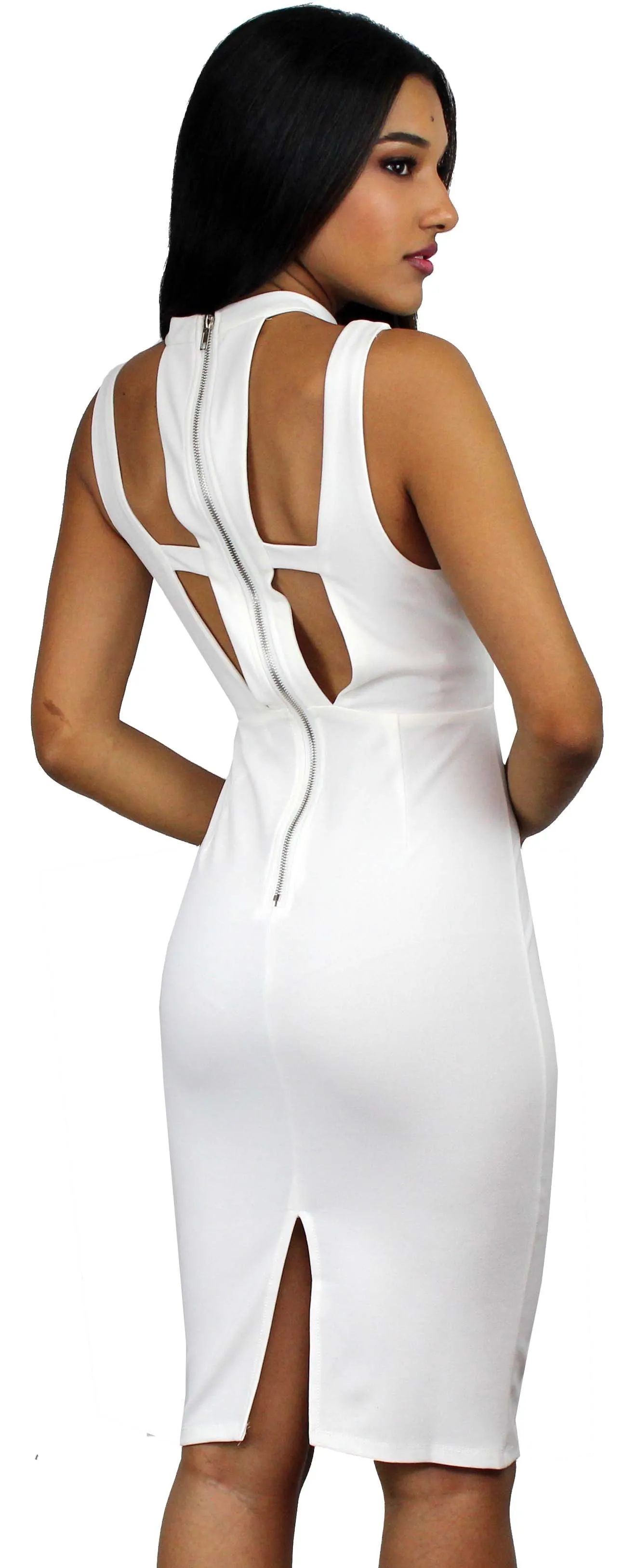 Bright Lights, Big City White Bodycon Midi Dress