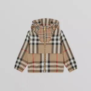 Burberry Contrast Check Cotton Hooded Jacket