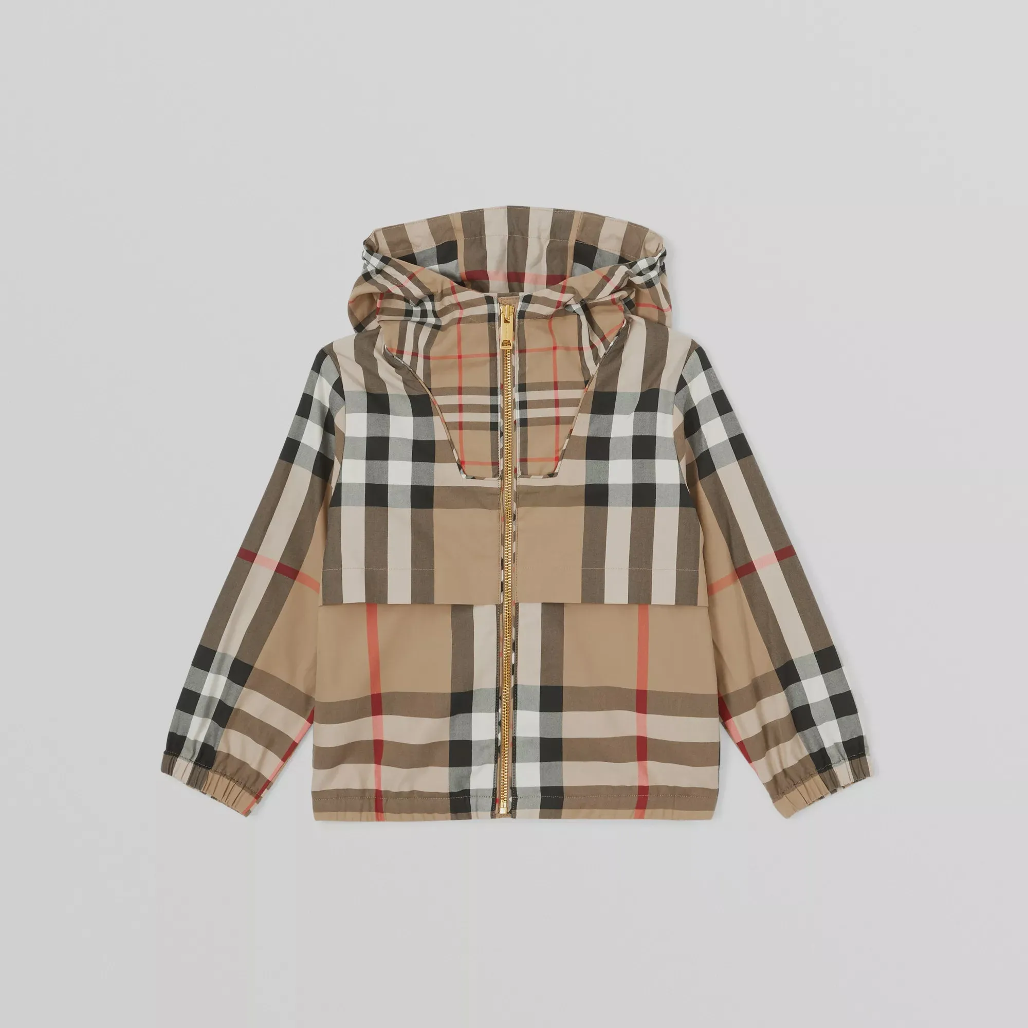 Burberry Contrast Check Cotton Hooded Jacket