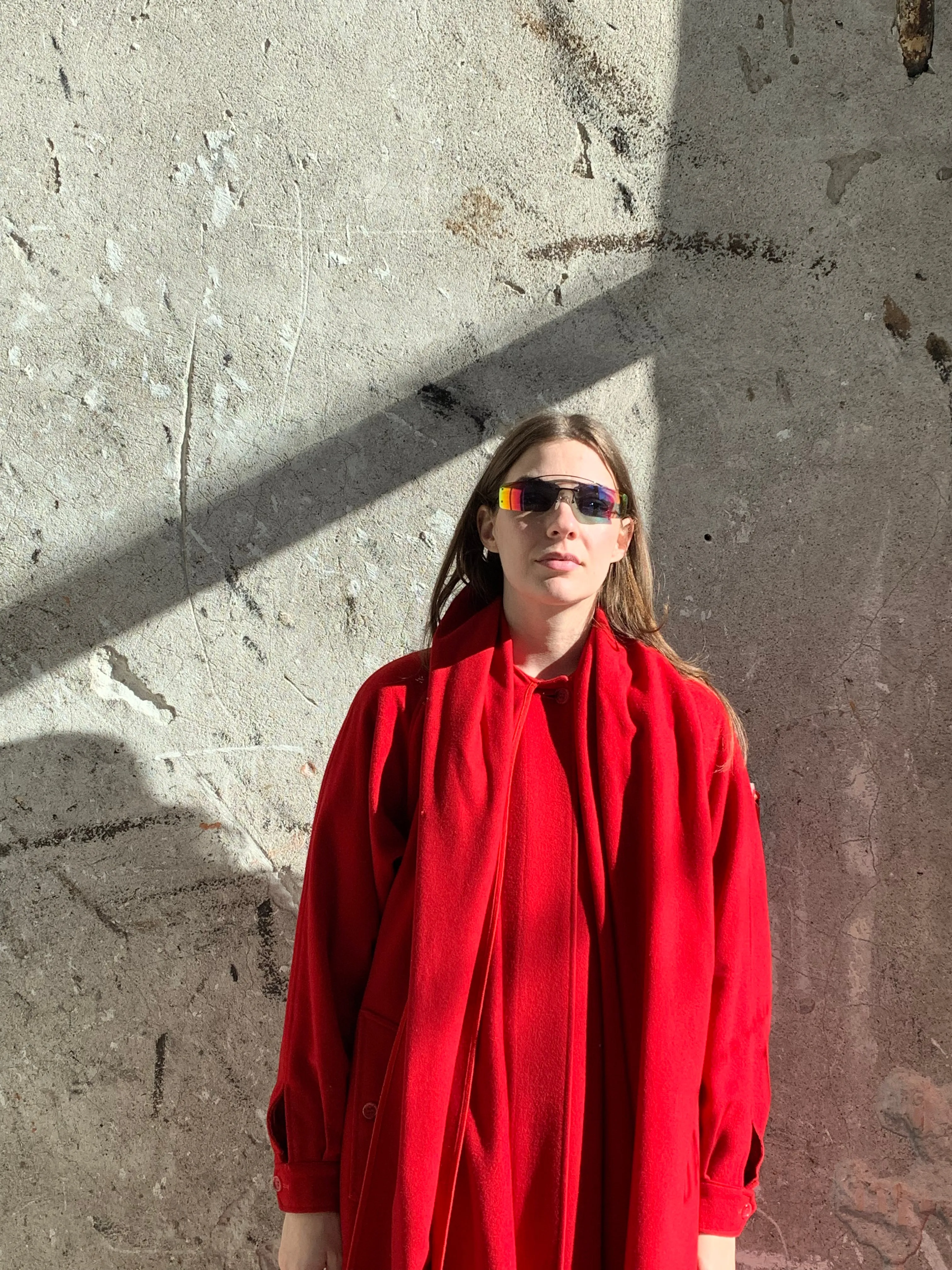 Burberry red wool coat