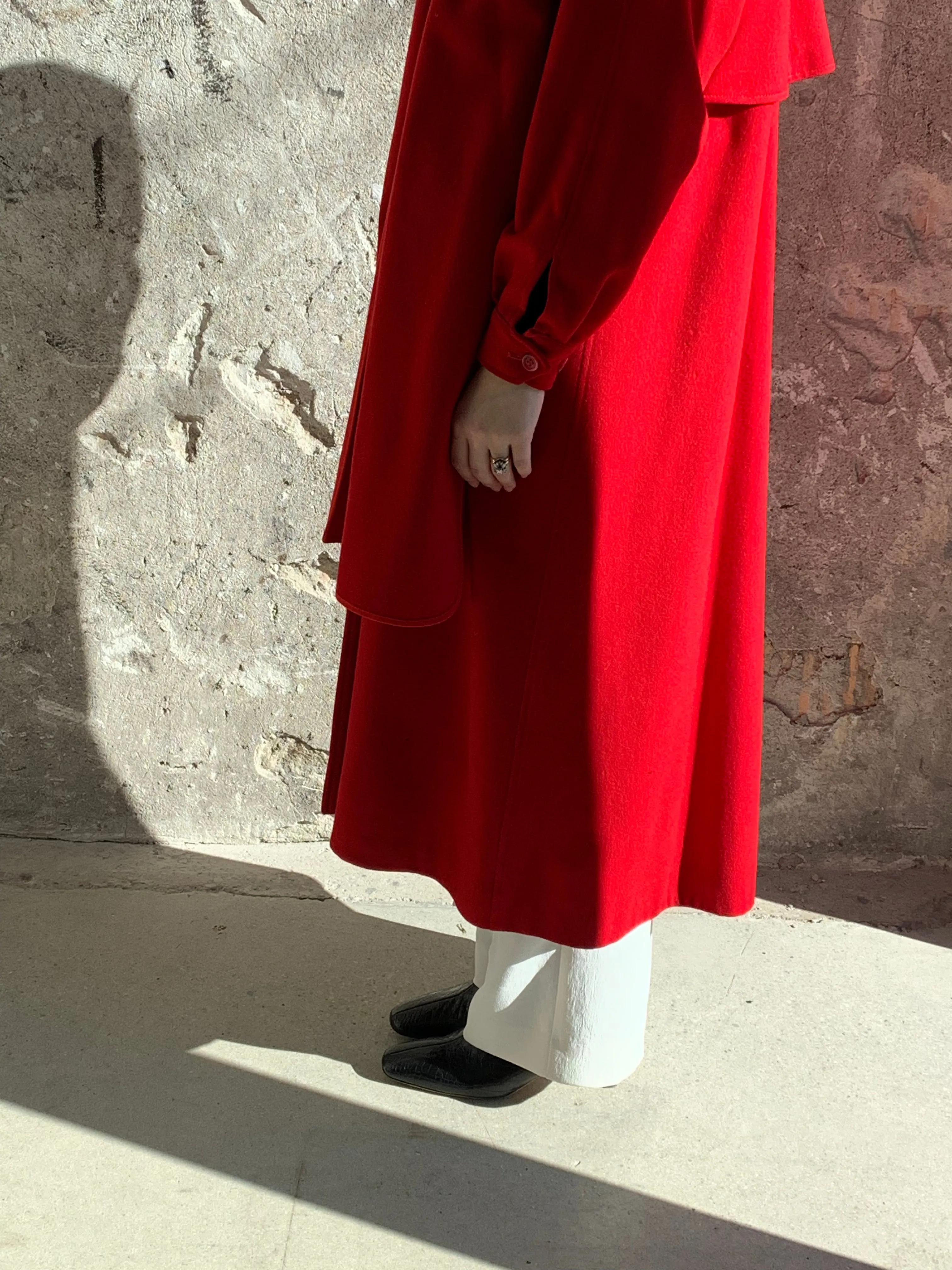 Burberry red wool coat