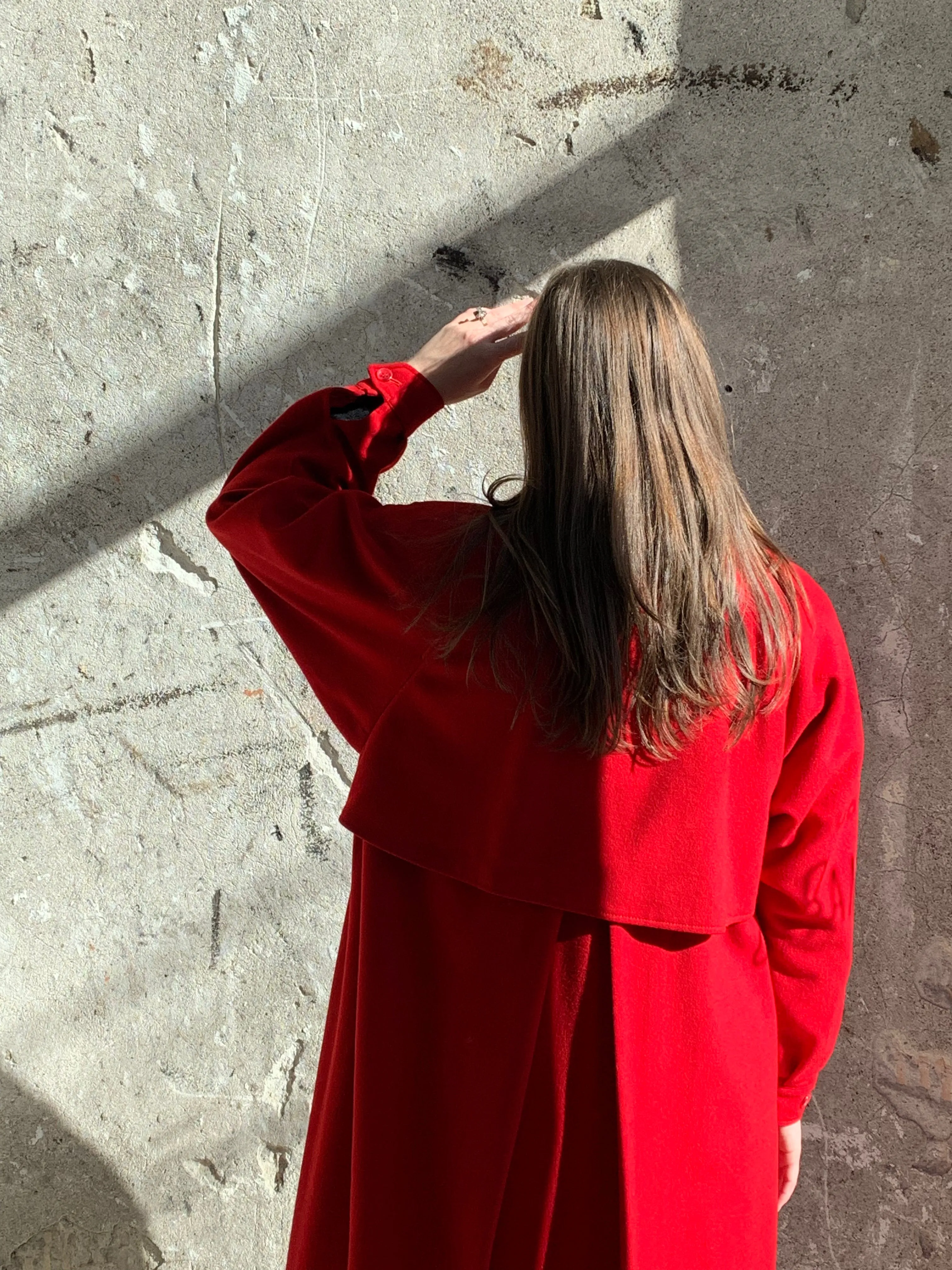 Burberry red wool coat