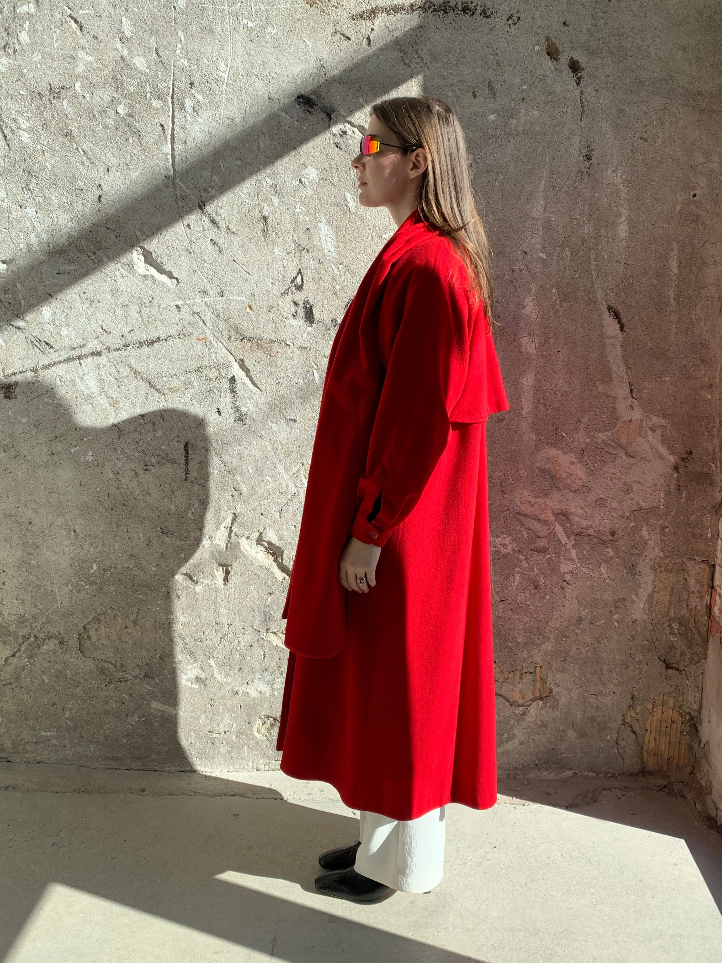 Burberry red wool coat