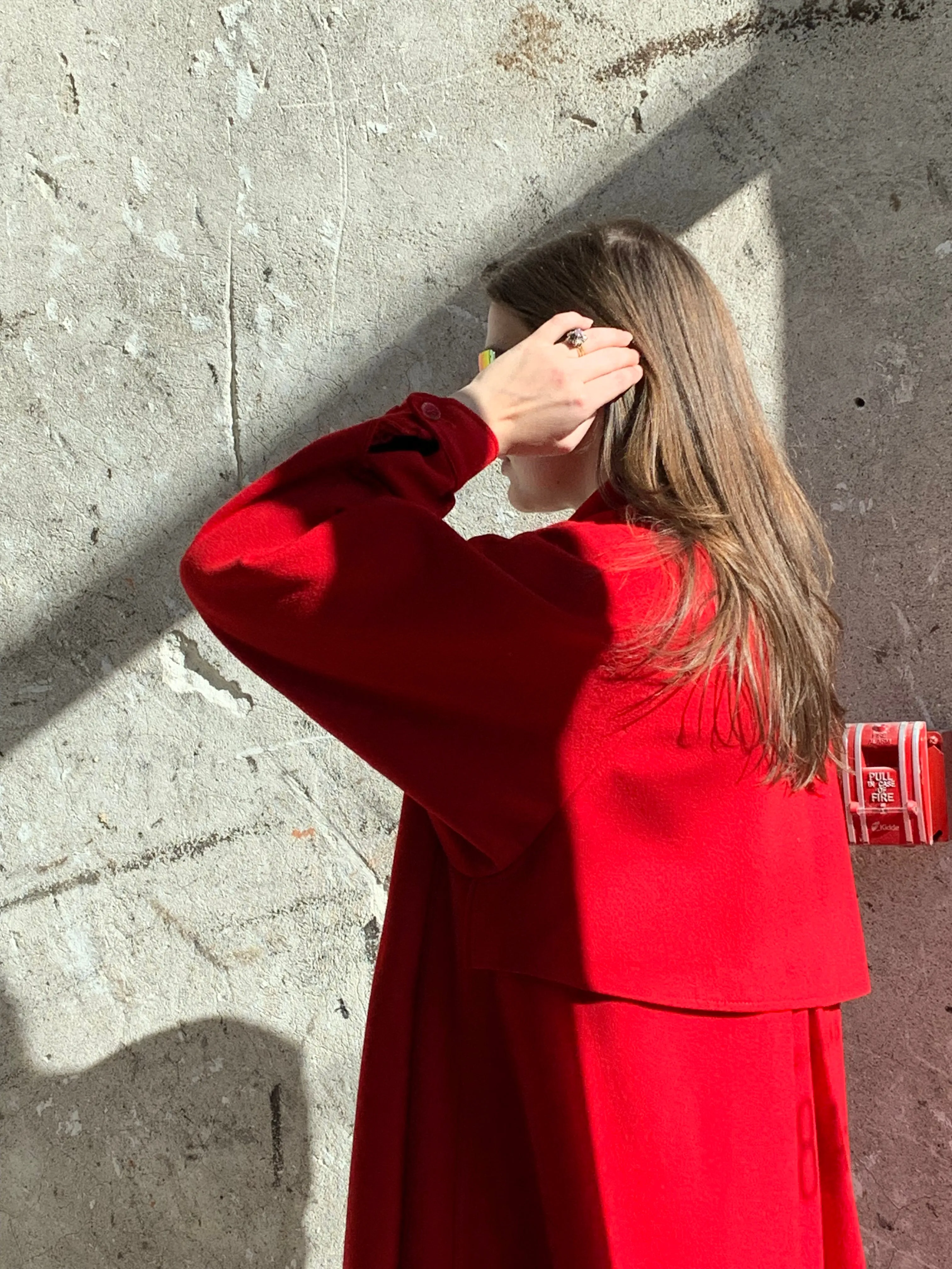 Burberry red wool coat