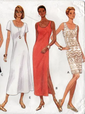 Butterick 3496 Womens EASY Sheath or Fit & Flared Dress 1990s Vintage Sewing Pattern Size 14 - 18 UNCUT Factory Folded