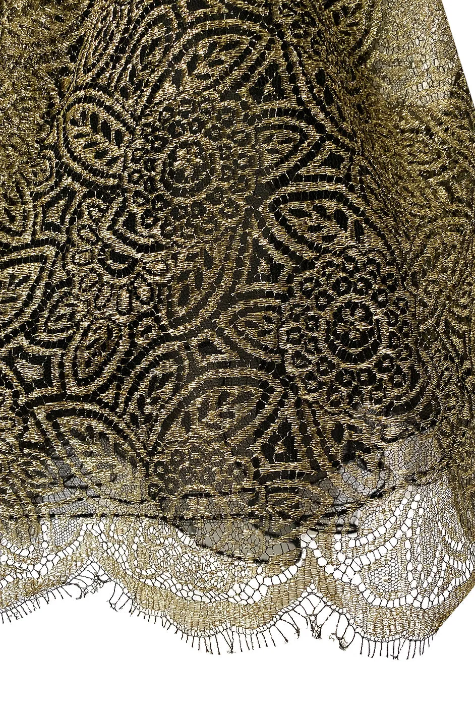 c.1984 Vicky Tiel Couture Metallic Gold & Black Lace Pouf Skirt Mini Dress