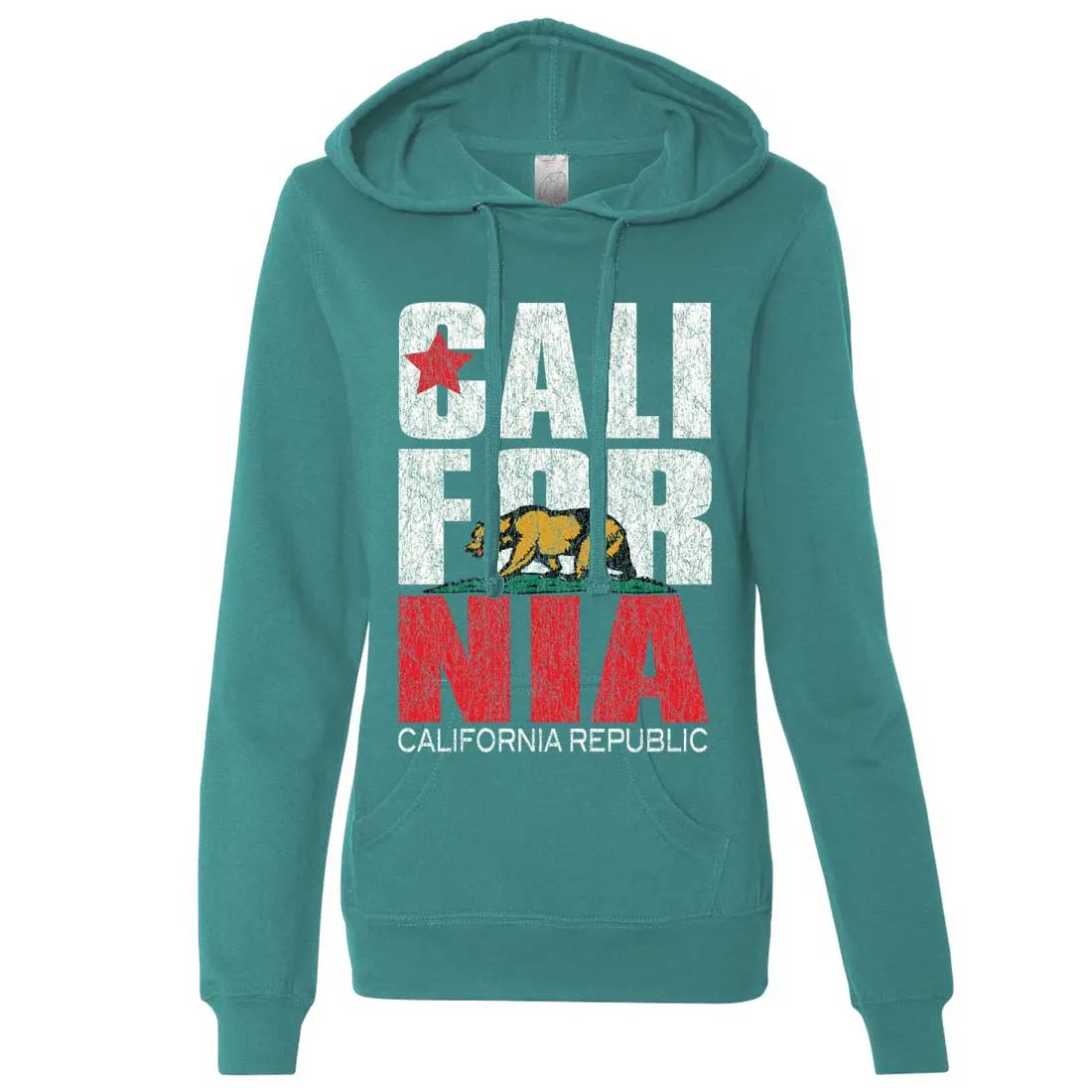 California Republic Vintage Retro Ladies Lt./Wt. Hoodie