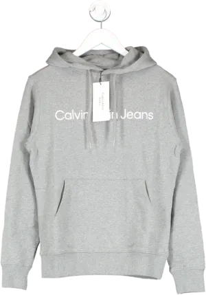 Calvin Klein Grey Mid-grey Logo Hoodie UK XXS