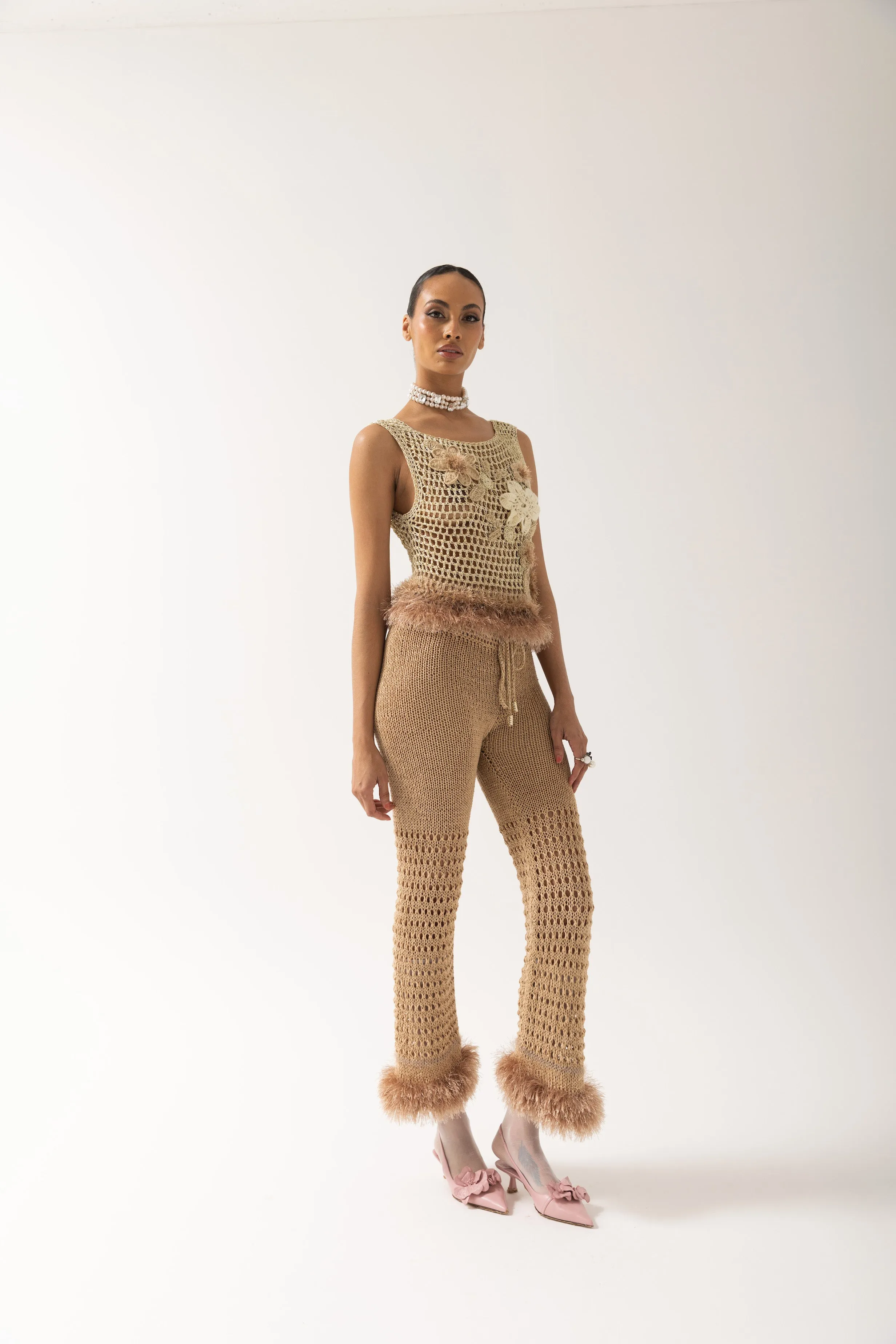 Camel Handmade Knit Pants