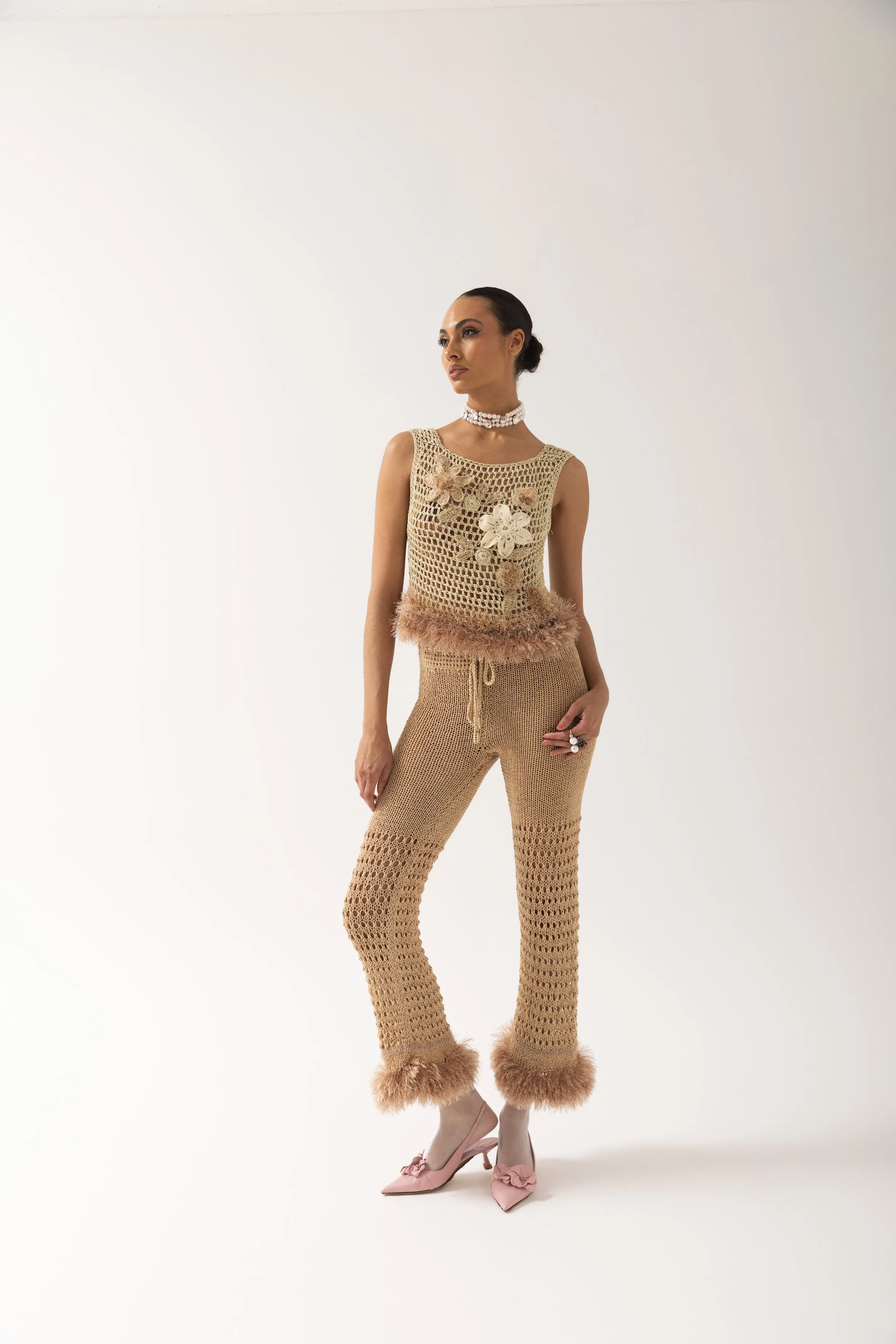 Camel Handmade Knit Pants